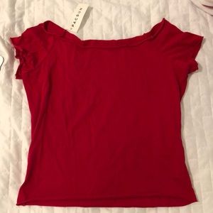 brandy melville red off the shoulder top